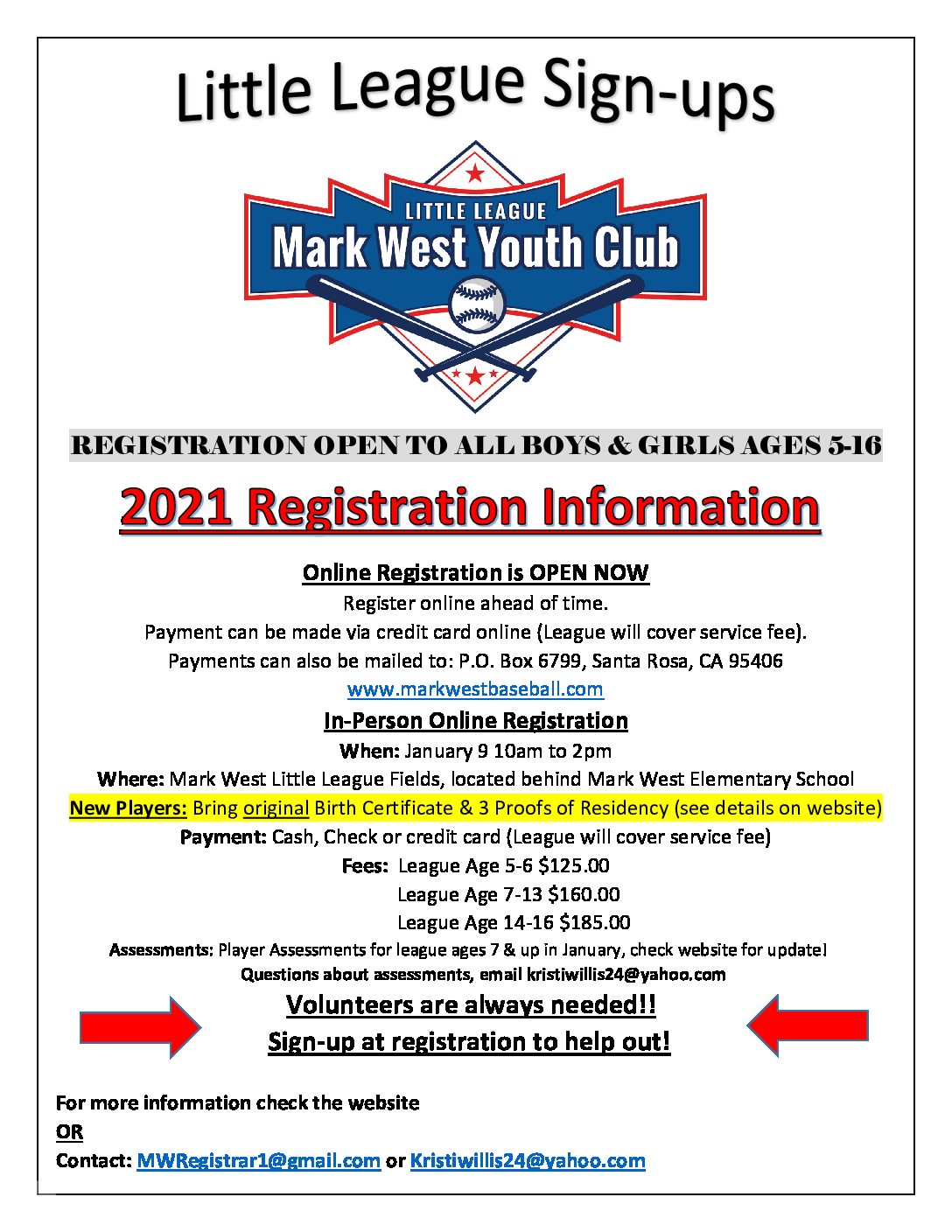 MWYC Little League Flier 2021 (English)
